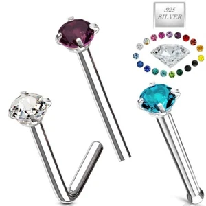 Anillo tachuelas hueso recto de plata esterlina 925 1 mm 1,5 mm 2 mm 2,5 mm cz 22 g - Imagen 1 de 27