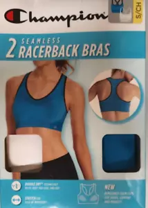 Champion 2 PACK RACERBACK SEAMLESS BRE S BLUE WHITE NEW - Picture 1 of 2