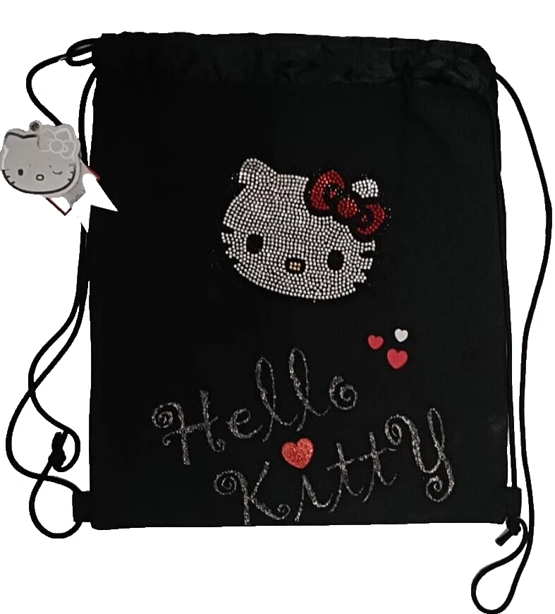 Sacca Hello Kitty di Colore Nero e Rosso in Poliestere con Spallacci - Immagine 1 di 1