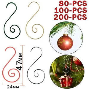 80,100,200 piezas ganchos de metal para árbol de Navidad adorno en forma de S colgador colgante Bauble - Imagen 1 de 58