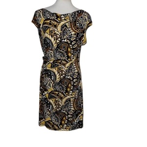 Lafayette 148 Jersey Dress Gathered Waist Cap Sleeve Figure Flattering sz M - Picture 1 of 8