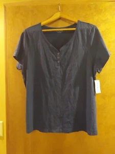 Studio Works Navy Blue Short Sleeve Top Size XL NEW w/tags - Picture 1 of 9