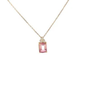 18K Yellow Gold Tourmaline and Diamond Pendant Necklace - Picture 1 of 9