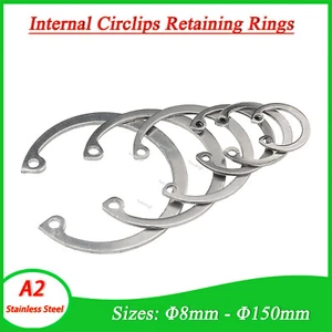 Internal Circlips Retaining Rings for Bores Sizes: 8mm-150mm A2 Stainless DIN472 - Picture 1 of 10