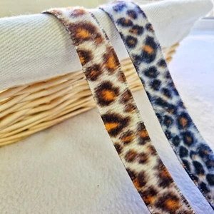 Leopard Print Soft Fluffy Ribbon Trim with Orange Spots 20mm wide x 2 METRES - Picture 1 of 8