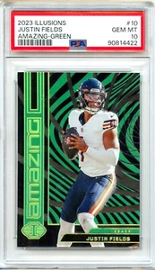 JUSTIN FIELDS 2023 PANINI ILLUSIONS GREEN AMAZING SP 8/10 PSA 10 GEM MINT BEARS - Picture 1 of 2