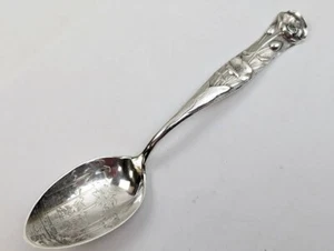 Rare BERMUDA Sterling GEORGE W SHIEBLER Souvenir Spoon acid etched Palm Trees - Picture 1 of 7