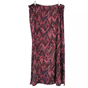 Kim Rogers Boho Maxi Pencil Skirt Y2K Pull On Pink Blue Side Slit Stretch Sz 2X - Picture 1 of 9
