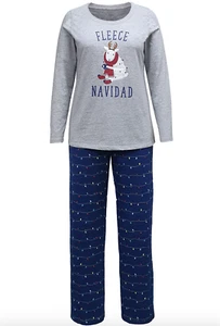 Family Pajamas A4701 Womens Blue Grey Fleece Navidad Family Pajama Set Size M - Picture 1 of 4