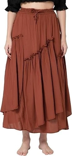 ThePirateDressing Womens Renaissance Medieval Pirate Peasant Layered Long Skirt - Image 1 of 1