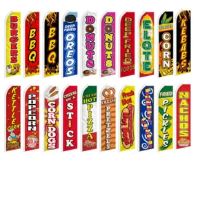 Fair Food Kettle Corn Burger Variations Swooper Flutter Advertising Banner Flags - Picture 1 of 23