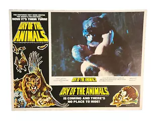 Tarjeta de vestíbulo del día de los animales original vintage 1977 Leslie Nielsen horror rara - Imagen 1 de 4