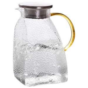 Cold Water Bottle Glass Pitcher with Lid and Spout Party Dispenser - Picture 1 of 12