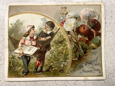 Antique Woolson Spice Co. Lion Coffee Midsummer Greeting Ad Card - Buford - Image 1 of 4