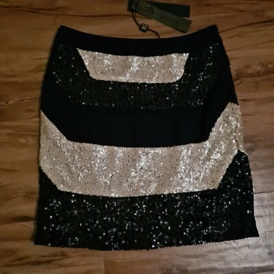 BARIANO 6 Black Cream Sequin Bodycon Maxi Mini Pencil Skirts Summer Party Skirt Foto 1 de 4