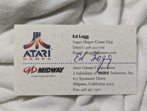 Tarjeta de visita firmada con autógrafo por Ed Logg Atari Midway  - Imagen 1 de 1