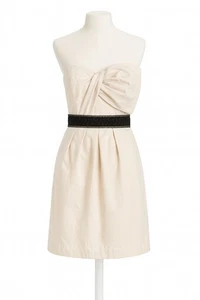 BCBGMAXAZRIA Vanille Trägerlos Schleife Minikleid Plissee A-Linie Cocktail Gr. 6 Chic - Bild 1 von 8