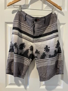 O'Neill Shorts Mens 30 Gray Chino Hawaiian Style Palm Tree Print Polyester Beach - Picture 1 of 4