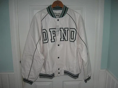 CHAQUETA BOMBER UNIVERSITARIA DFND LONDRES DFND PARA HOMBRE NUEVA CON ETIQUETAS BLANCA NEGRA VERDE ADORNOS BOLSILLOS Foto 1 de 4