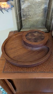 Mid Century Modern Käsetablett / Platte / Schneidebrett aus massivem Teakholz 2 Stück - Bild 1 von 9
