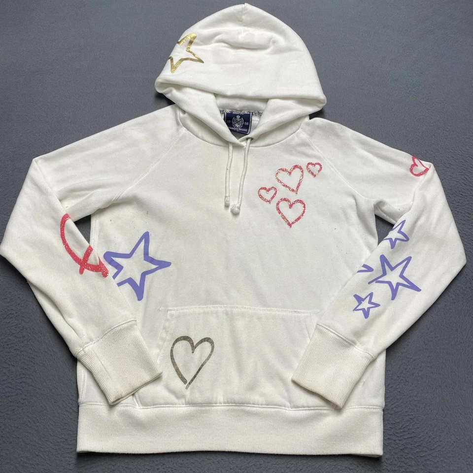 ROSA Victoria's Secret Sudadera con Capucha Mujer Grande Blanca Tiene Un Corazón Gráfico Foto 1 de 4