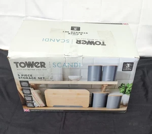 Juego de almacenamiento Tower Scandi de 5 piezas de bambú, gris, (caja dañada) - Imagen 1 de 2