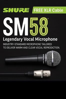 Shure SM58 Dynamic Cardioid Vocal Microphone – Brand New w/ Free XLR Cable - Image 1 of 3