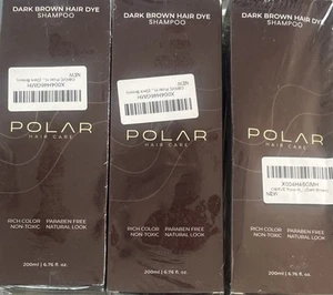 NIB 3 Polar Hair Dye Shampoo Dark Brown 6.76 oz 200ml Ea New Sealed Natural Look - Picture 1 of 5