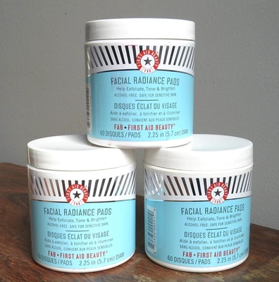 Lot Of 3 - First Aid Beauty FAB Facial Radiance 60 Pads Glycolic + Lactic Acid - Image 1 of 2