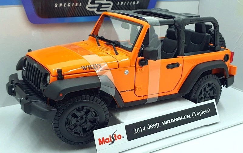 Maisto 1/18 Scale Diecast 46629 - 2014 Jeep Wrangler Topless - Orange - Image 1 of 4