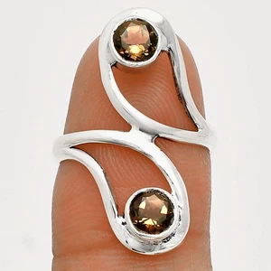 Natürlicher Rauchquarz - Brasilien 925 Sterling Silber Ring Gr.7 Schmuck R-1723 - Bild 1 von 5