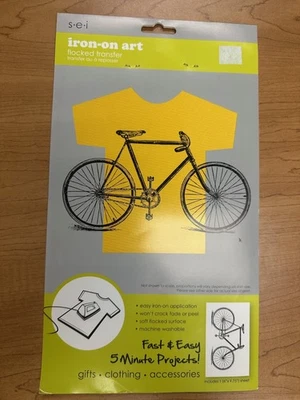 S-E-I Iron-On Art - Flocked Transfer - Bicycle - Black - Unopened Package - Image 1 of 4
