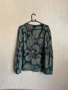 Jaeger Damen Vintage 100% Seide Paisley Print Top Gr. 16 - Bild 1 von 4