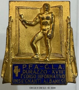DURAZZO ALBANIA I° CORSO INSEGNANTI ALBANESI A.XVIII° 1940 DISTINTIVO PFA GLA - Picture 1 of 6