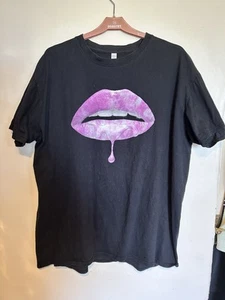Ladies Black T-shirt Size XL Lips - Picture 1 of 5