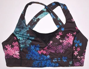 Lululemon Sports Bra Double Strap 8 Pink Blue Purple Floral Crop Top FreeS&H - Picture 1 of 4