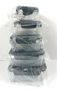Lock n Lock 5er Set Lebensmittel Kunststoff Quadrat Behälter Mehrere Größen - Grau - Bild 1 von 11