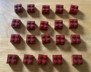 Lego 20 Dark Red Bricks Building Blocks 2 x 2 Stud Parts-Washed - Picture 1 of 1