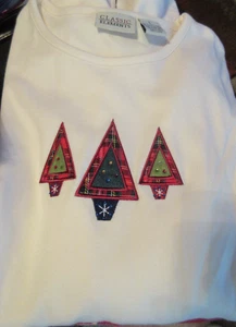 Classic Elements Gr. Large Langarm Weihnachtsbäume Winter Top Shirt Bluse - Bild 1 von 7