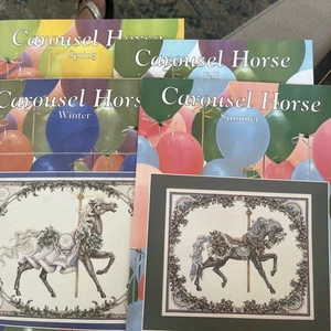 4 Seasons VTg Carousel Horse Cross Stitch Patterns By Teresa Wentzler - Picture 1 of 11