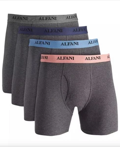 Alfani Men's 4-Pk. Moisture-Wicking Cotton Boxer Briefs Grey/Multicolor Small S - Picture 1 of 8