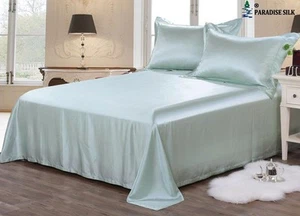 22MM Heavy Weight Silk Seamless Sheets Set Fitted Flat 4pcs Bedding Set - Picture 1 of 5
