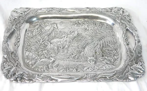 Arthur Court Rectangle 19 x 14 Serving Dish African Wildlife- Leopard-Elephant - Picture 1 of 13