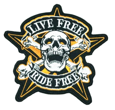 Patch Sew On Take Off Embroidered Clothing Hats Jackets Coat LIVE RIDE FREE A438 - Image 1 of 3