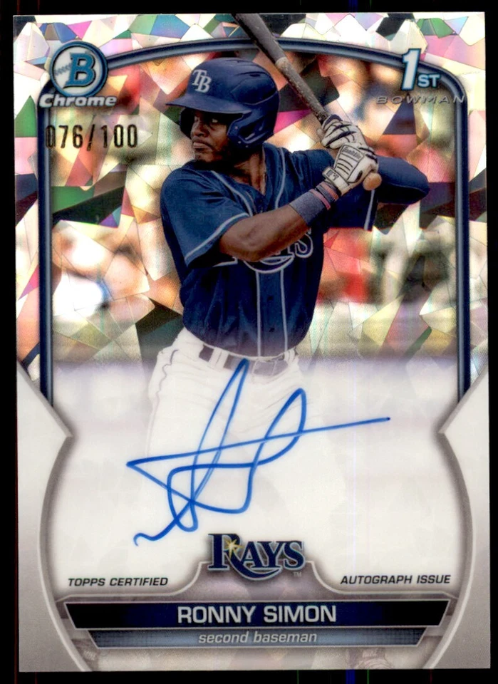 Ronny Simon 2023 Bowman Chrome Rookie Atomic Refractor 1st Card RC SP Auto /100 - Image 1 of 2