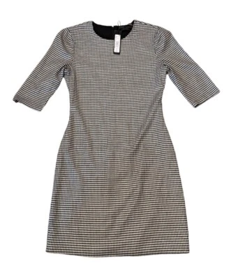 NWT Alice + Olivia Black White Houndstooth Check Bodycon Sheath Dress Size 2 - Image 1 of 4