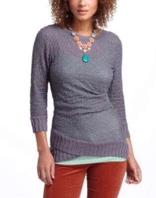 Nuevo con etiquetas Top de encaje superpuesto Deletta talla pequeña gris Anthropologie Foto 1 de 4