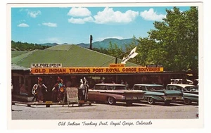 Royal Gorge, cartolina d'epoca Colorad / posta commerciale indiana / auto metà secolo - Foto 1 di 2