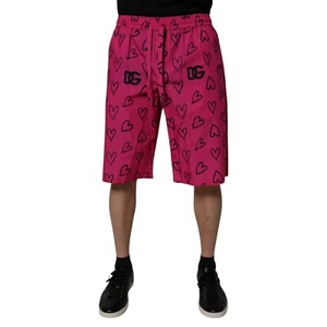 DOLCE & GABBANA Shorts Pink Cotton Heart Print Bermuda Trouser IT48/W34/M 980usd - Picture 1 of 6