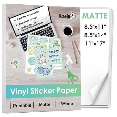 Lote Papel Adhesivo Vinilo Imprimible Koala Impermeable Mate 8.5x11 / 8.5x14 / 11x17 Foto 1 de 4